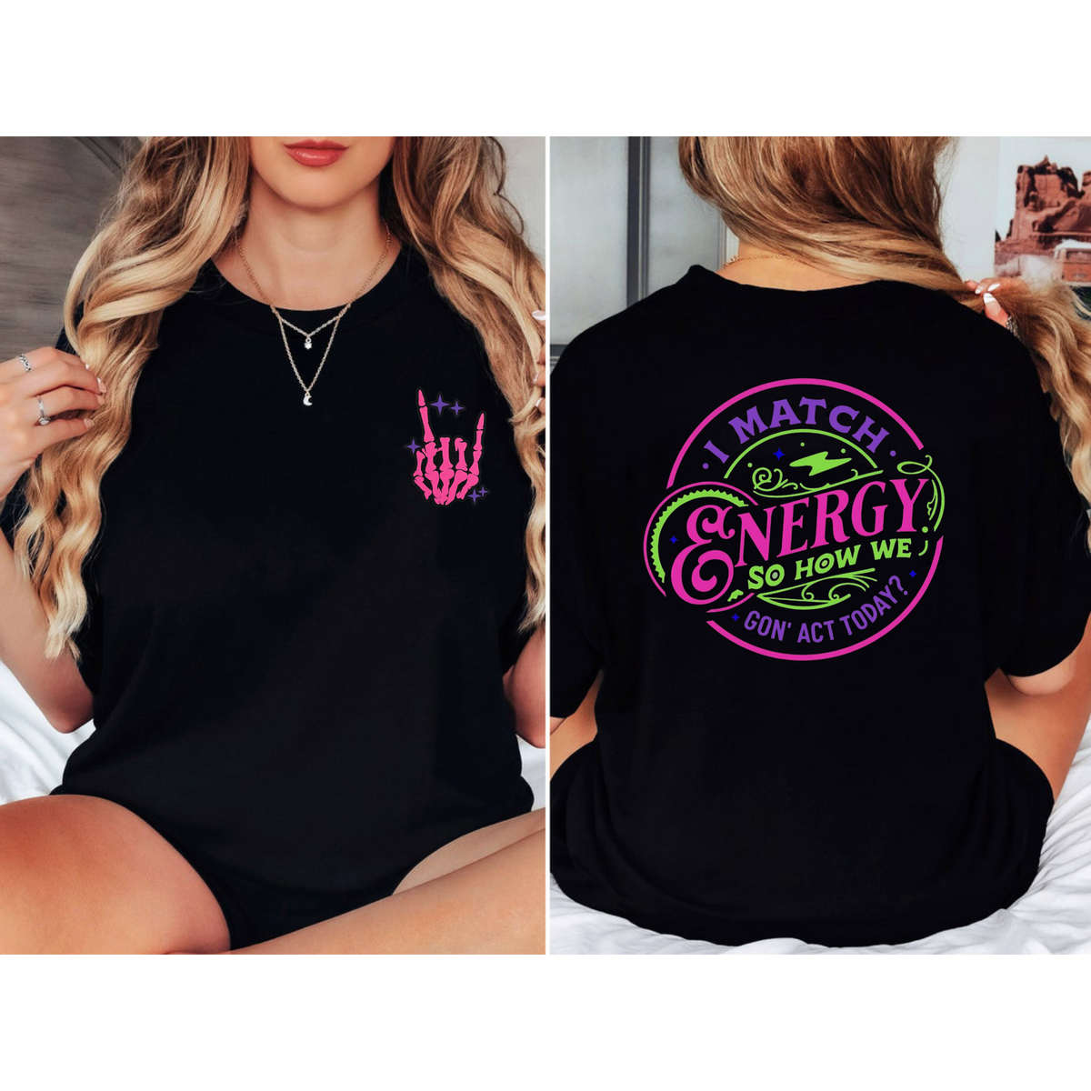 Gothic Grunge Emo Skeleton Hand Graphic Shirt