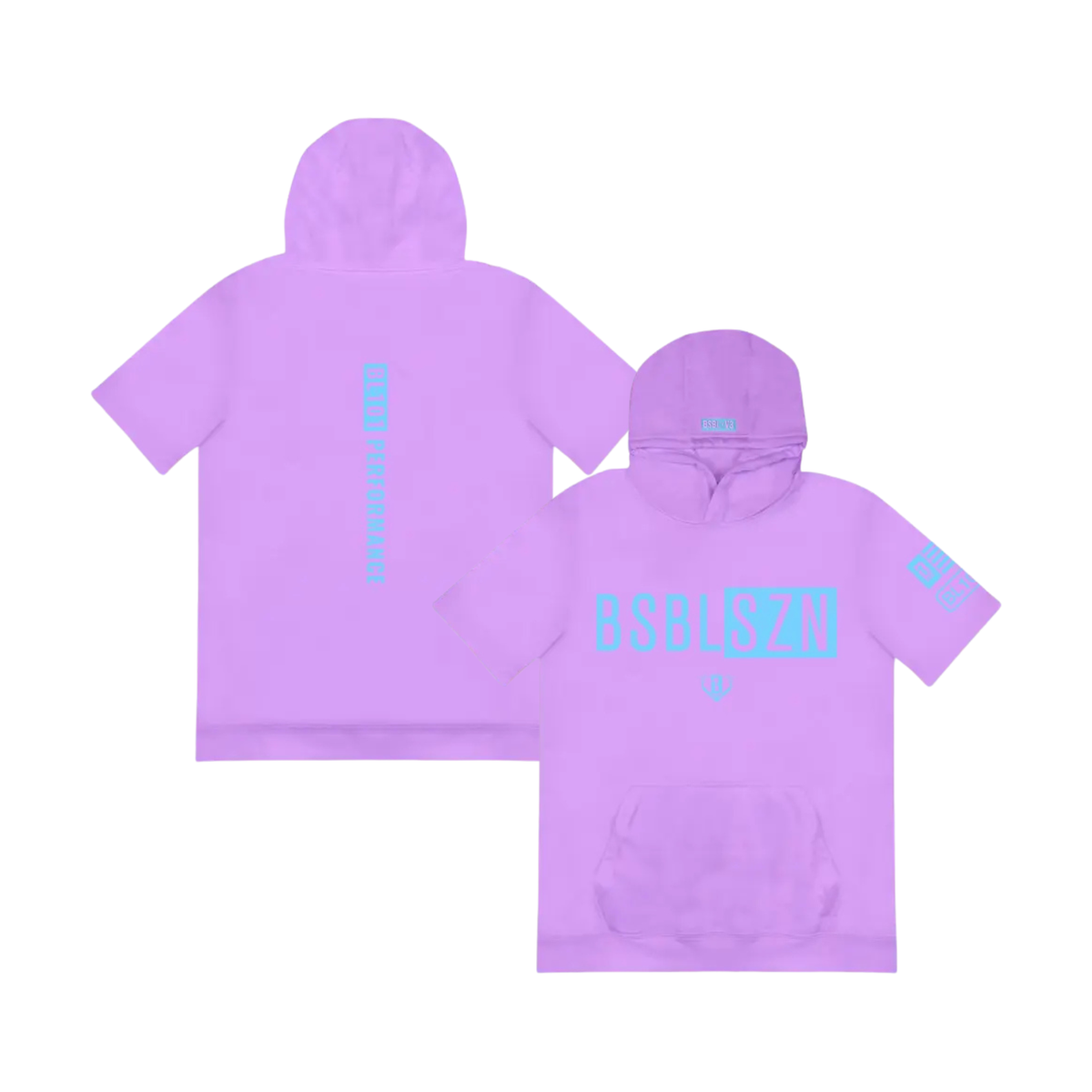 BSBL-SZN Short Sleeve Hoodie V3 - Cotton Candy Blue Athletic Streetwear Short Sleeve Pullover Hoodie