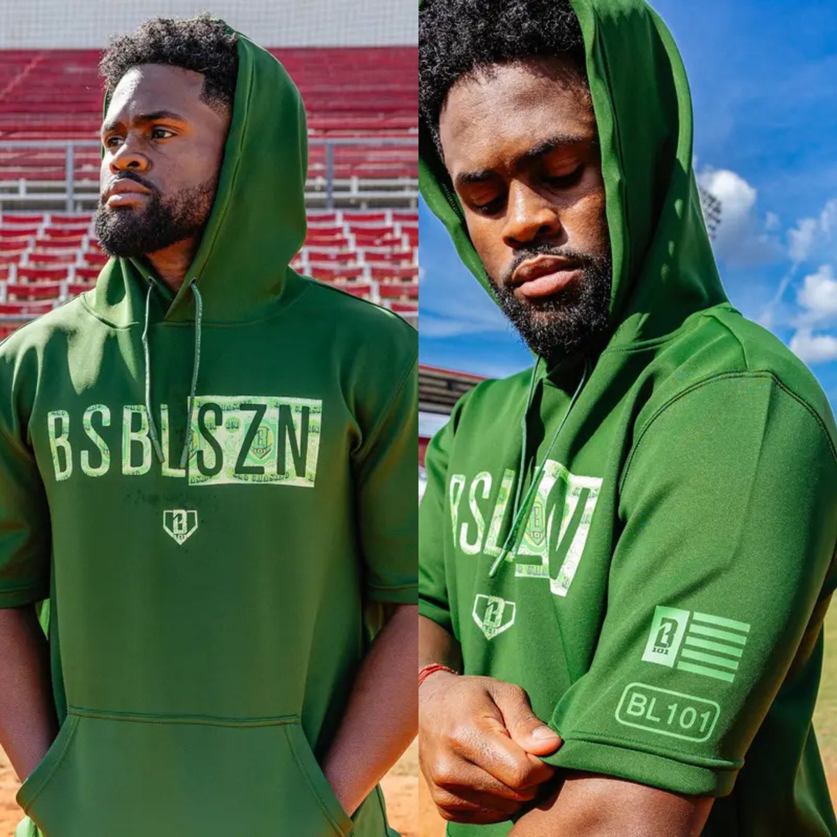 BSBL-SZN Short Sleeve Hoodie V3 - Cotton Candy Blue Athletic Streetwear Short Sleeve Pullover Hoodie
