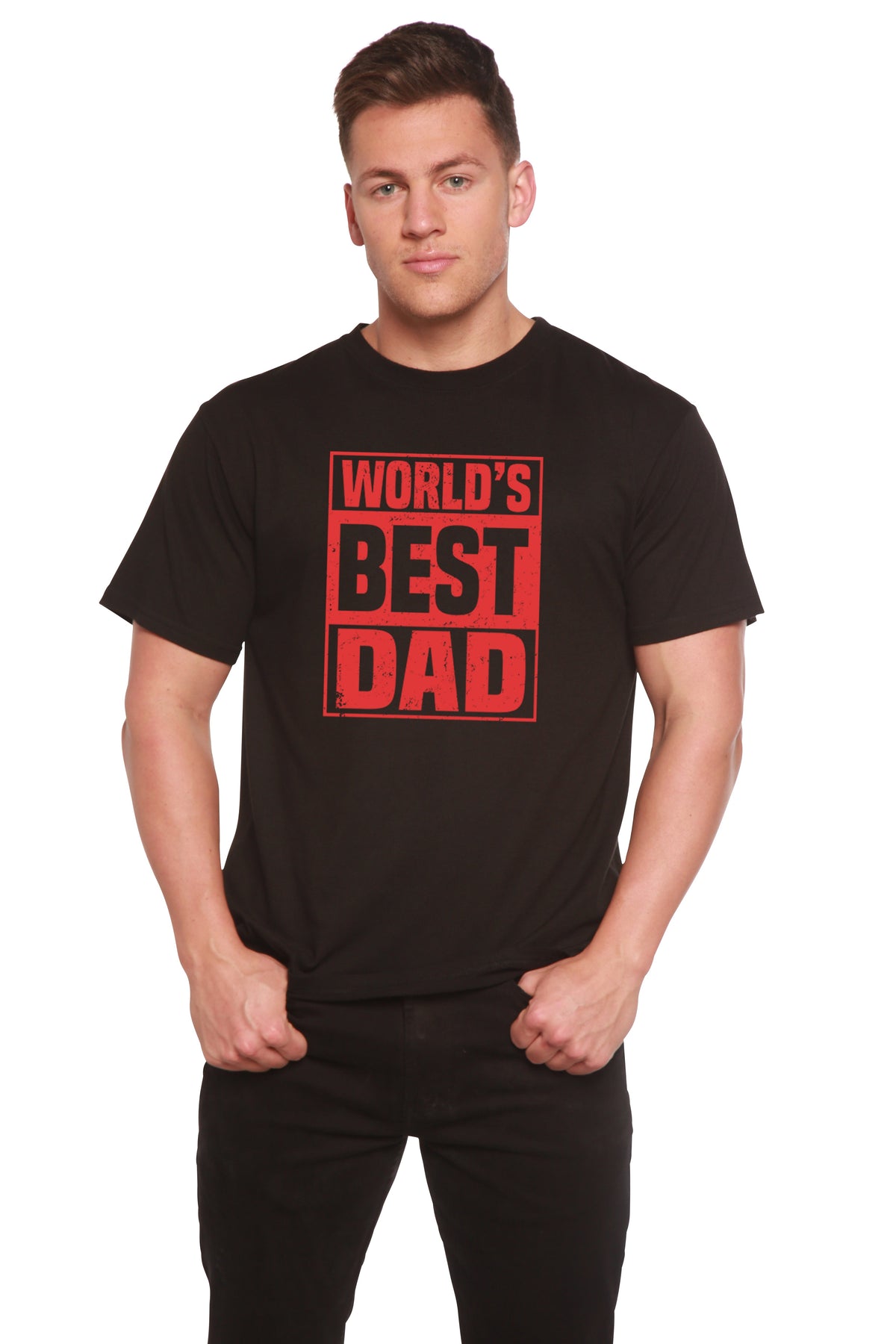 World's Best Dad Men's Bamboo Viscose/Organic Cotton Short Sleeve Graphic T-Shirt