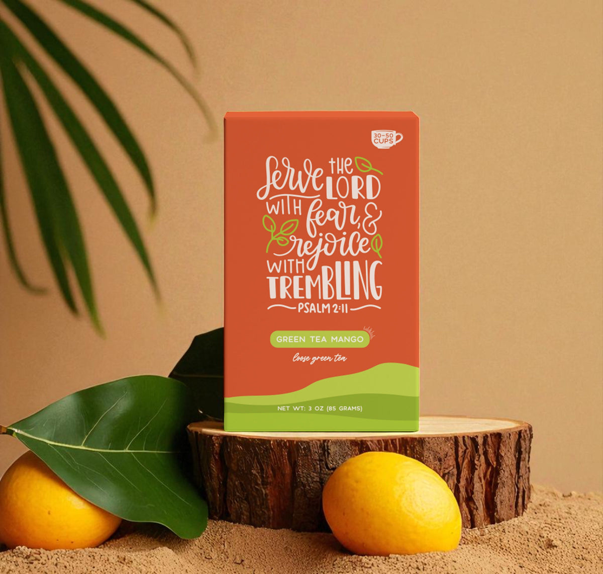 Bible Verse Tea "Serve The Lord" Green Tea With Mango