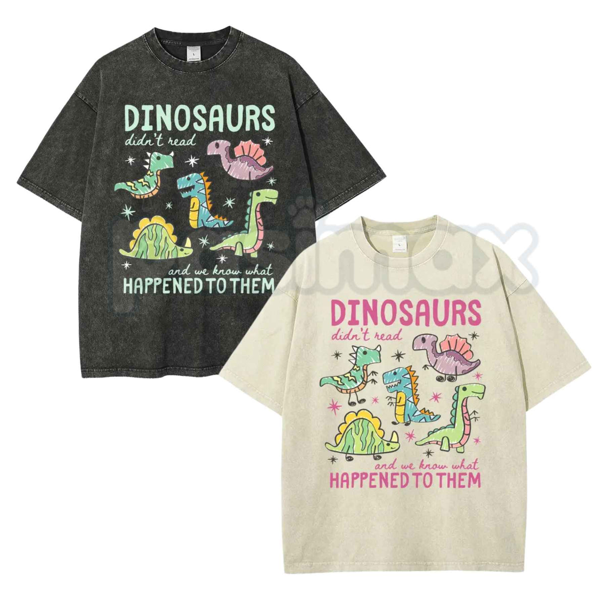 Dinosaurs Didn’t Read Dino Teacher Top – Book-Themed Washed Tee, Funny Retro Reading Literacy Graphic Lightweight Cotton Unisex Shirt