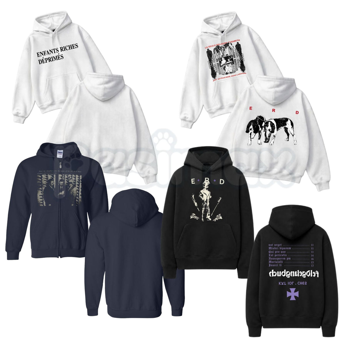 Enfants Riches Déprimés Vintage Graphic & Text Hoodie – Luxury Punk Aesthetic Pullover, Distressed Avant-Garde Streetwear Sweatshirt, Unisex Heavy Blend