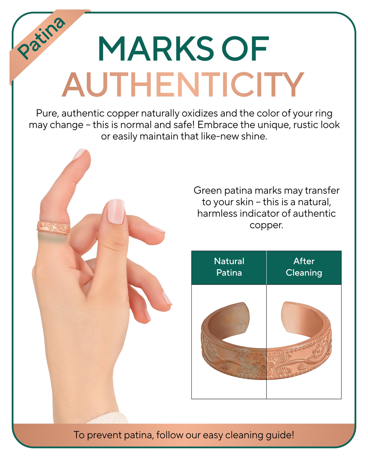 Pure Copper Rings Set – Floral (6mm)