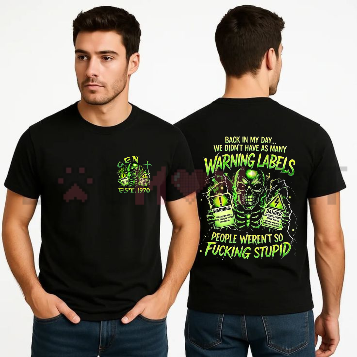 Mens Chaosmoda Generation X "Back In My Day" Custom Year Skull T-Shirt