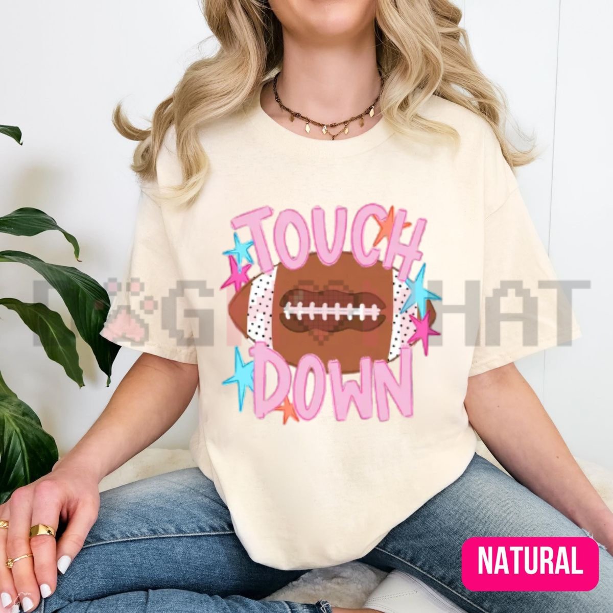 Touch Down Mossy Oak Football Graphic Tee - Cute Camo Game Day Cotton Unisex T-Shirt