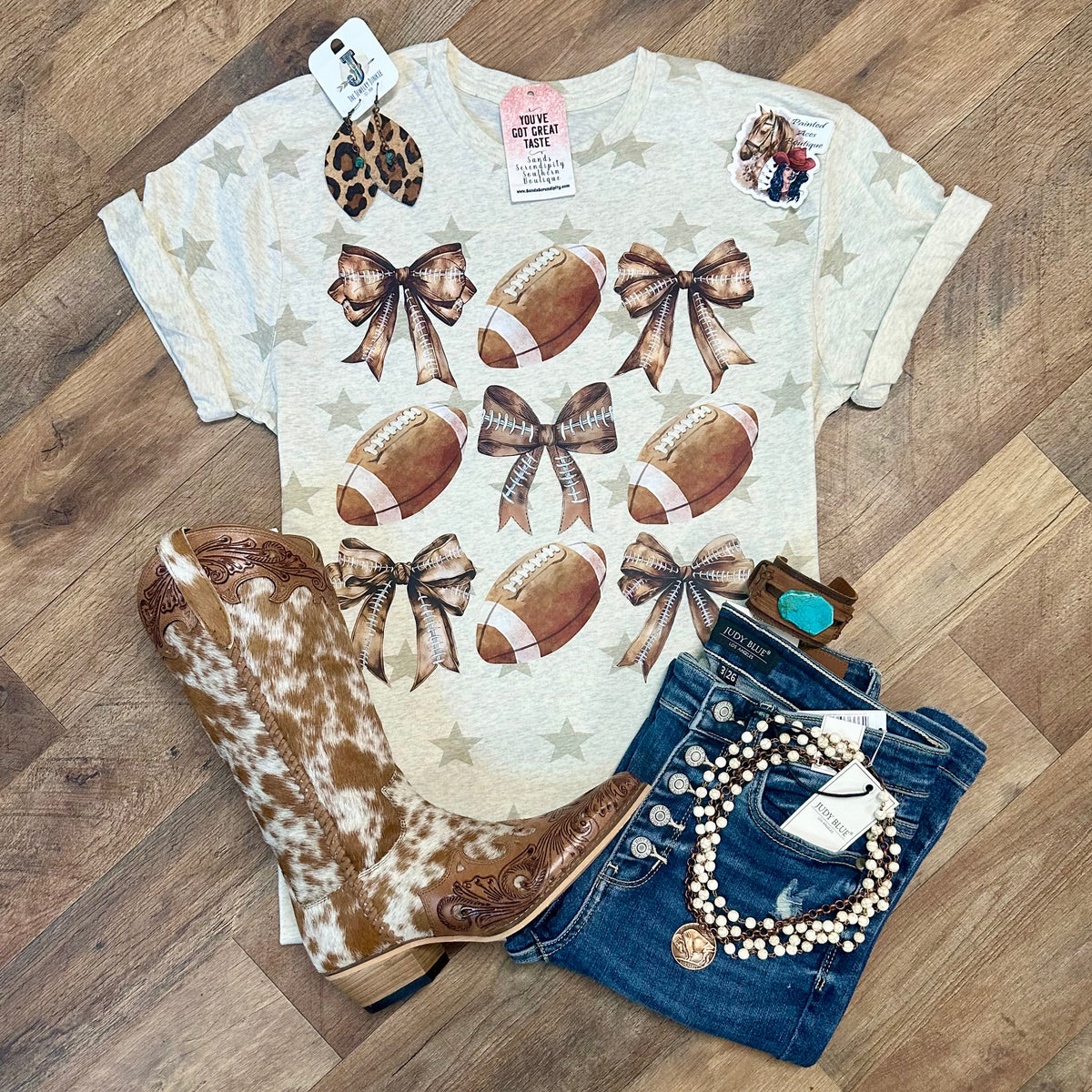 Football & Bows | Fall Vibes Graphic T-Shirt