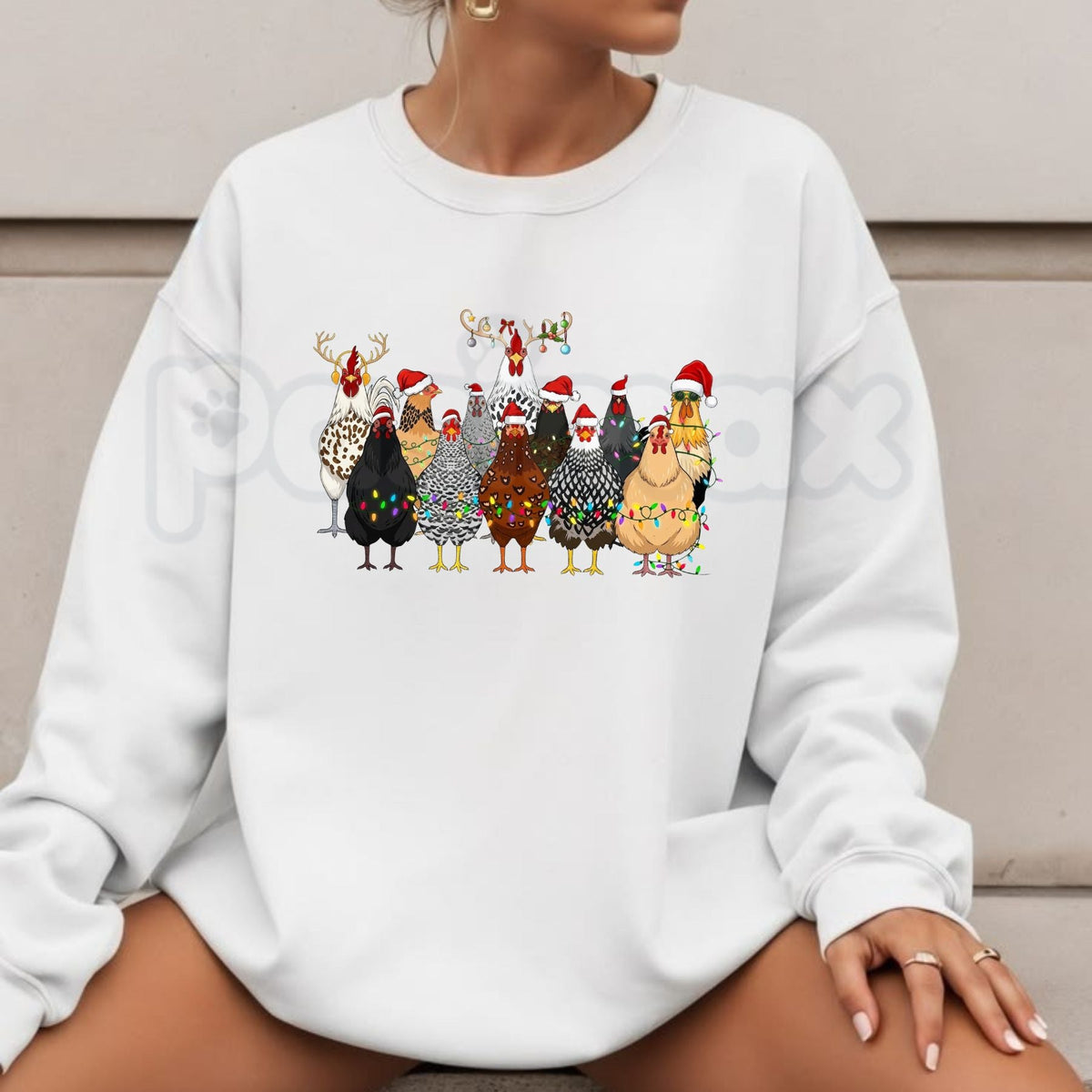 Funny Farm Animal Christmas Sweatshirt | Festive Hen & Rooster Holiday Crewneck