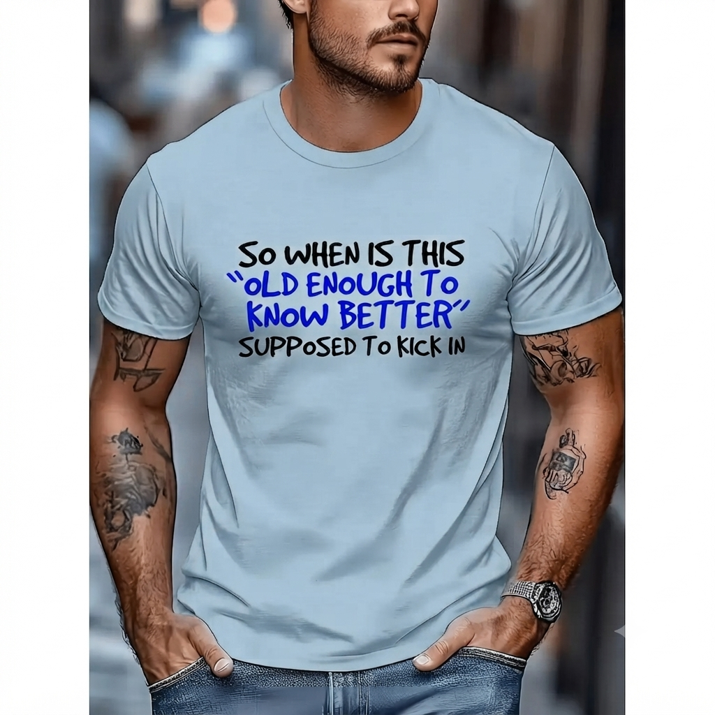 Men's Vintage Cotton Graphic T-Shirt โ Funny Retro-Inspired Quote Unisex Tee