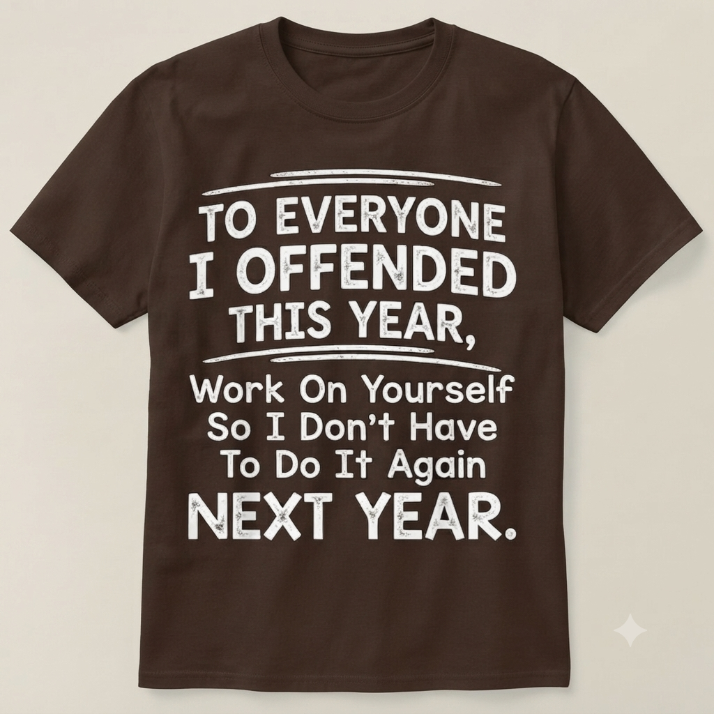 To Everyone I Offended This Year Work On Yourself T-Shirt – Funny Sarcastic Sports Unisex Cotton Tee