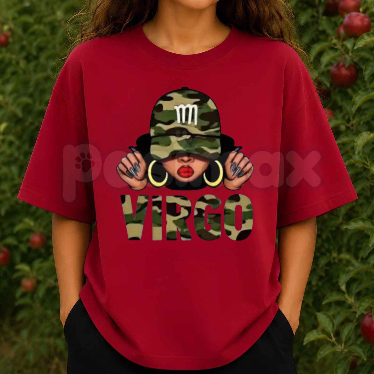 Virgo Queen Camo Hat T-Shirt โ Vintage Zodiac Birthday Unisex Cotton Graphic Tee