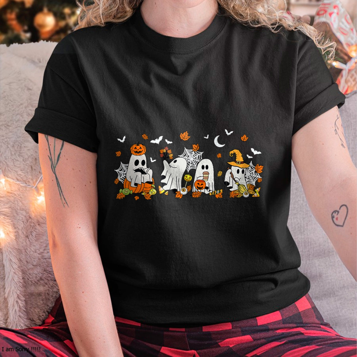 Cute Ghost Drinking Coffee Halloween Fall Ghost Book Reading T-Shirt - Halloween Unisex T-Shirt/Hoodie - NGHL00