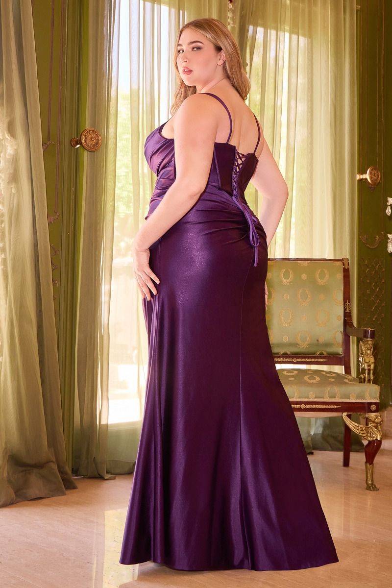FITTED STRETCH SATIN GOWN CDCD349C-1