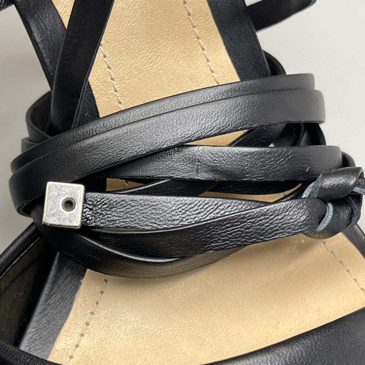 SCHUTZ Bryce Ankle Tie Women's Leather High Heel Strappy Sandal Black Sz 9B (New)