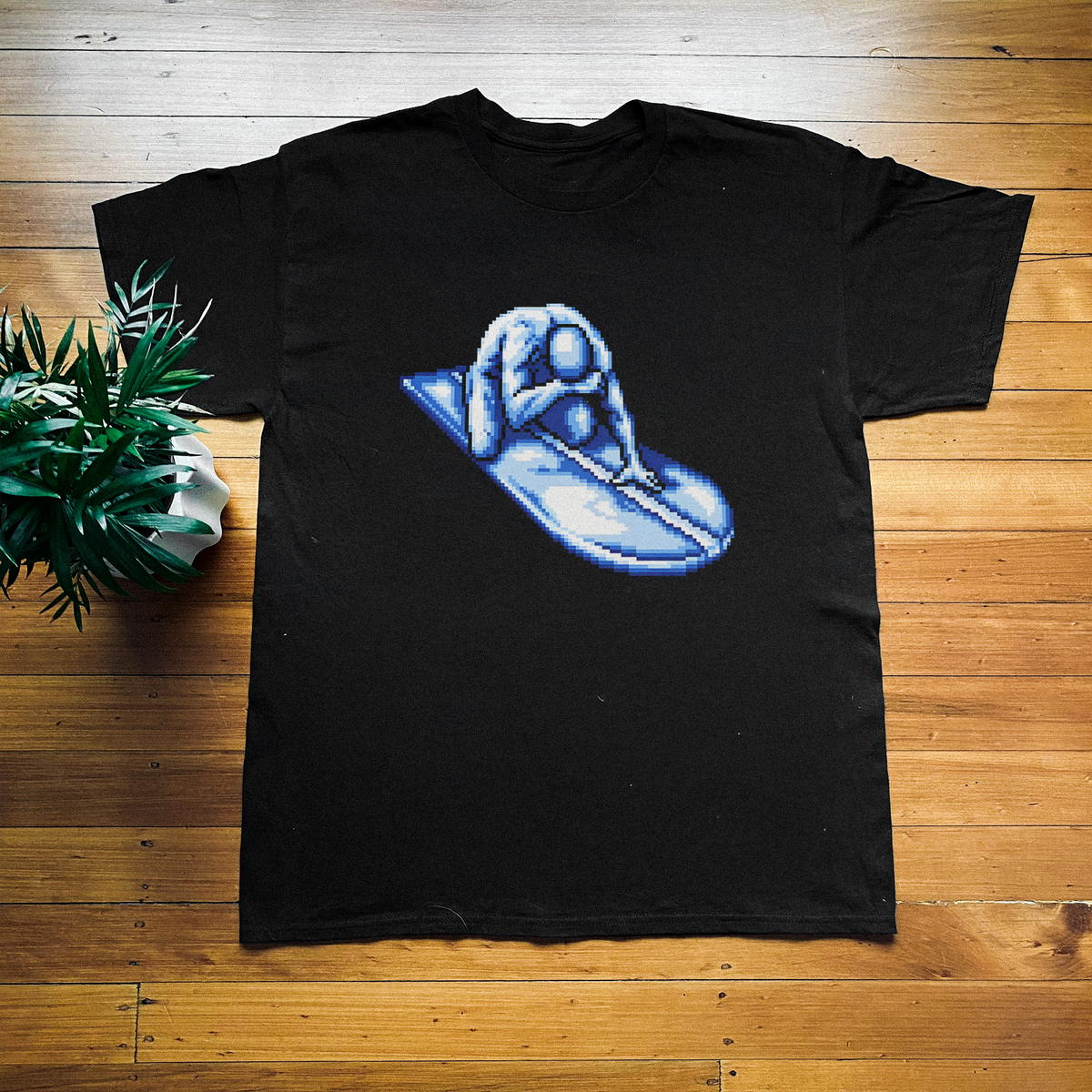 80S Slvr Surfer Nes 'Death Screen' Black T-Shirt