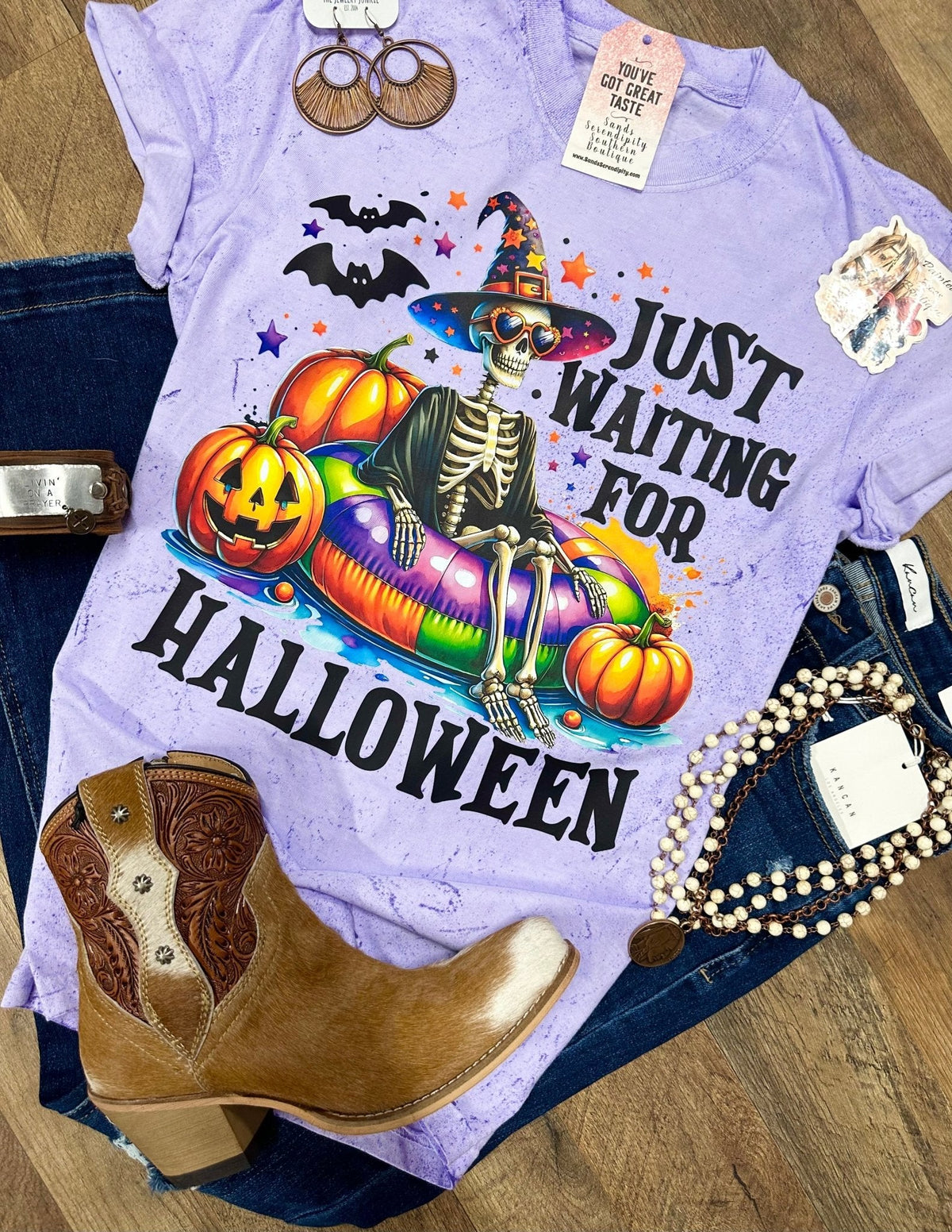 Just Waiting On Halloween | Fall Vibes Graphic T-Shirt