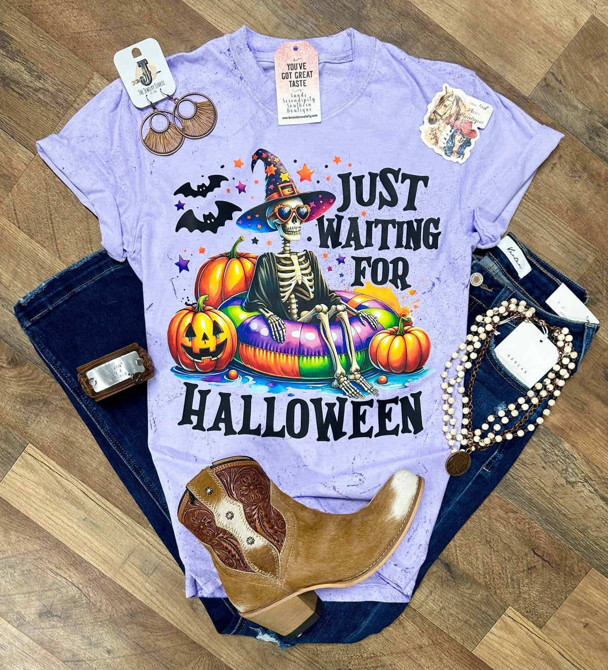 Just Waiting On Halloween | Fall Vibes Graphic T-Shirt