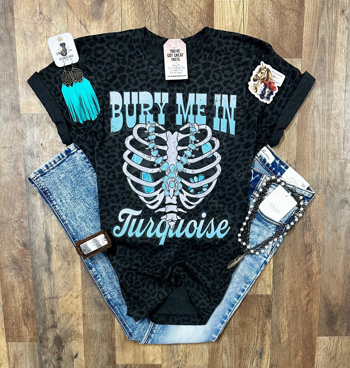 Leopard Bury Me In Turquoise | Wild West Graphic T-Shirt