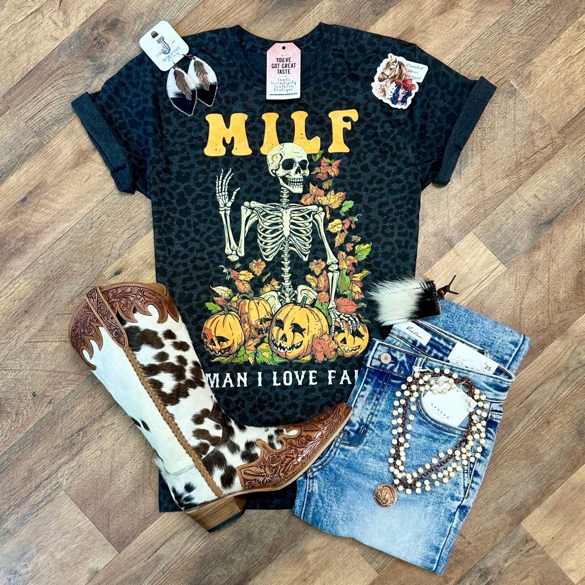 Leopard Man I Love Fall | Fall Vibes Graphic T-Shirt