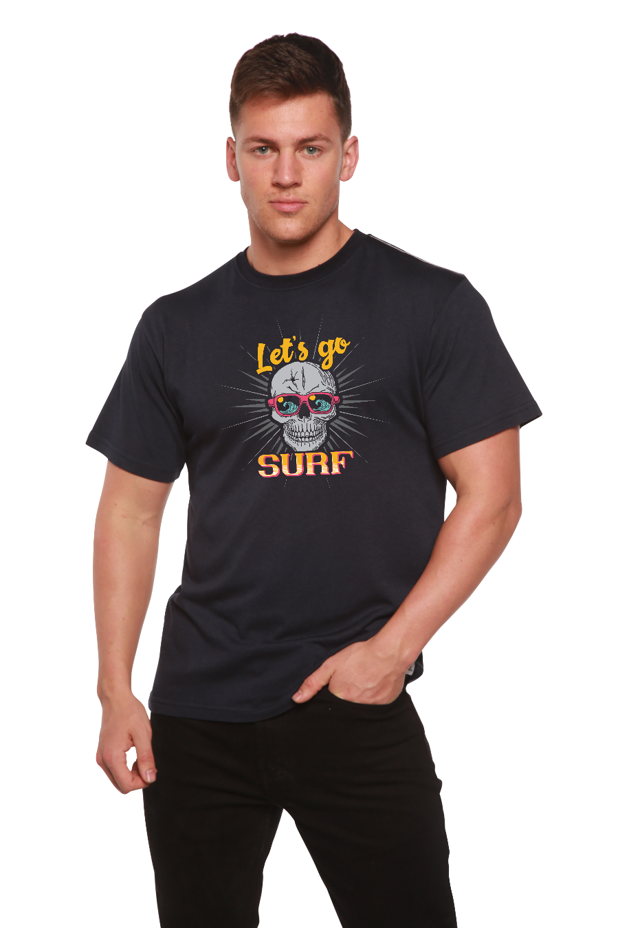 Let`s go SURF Men's Bamboo Viscose/Organic Cotton Short Sleeve Graphic T-Shirt