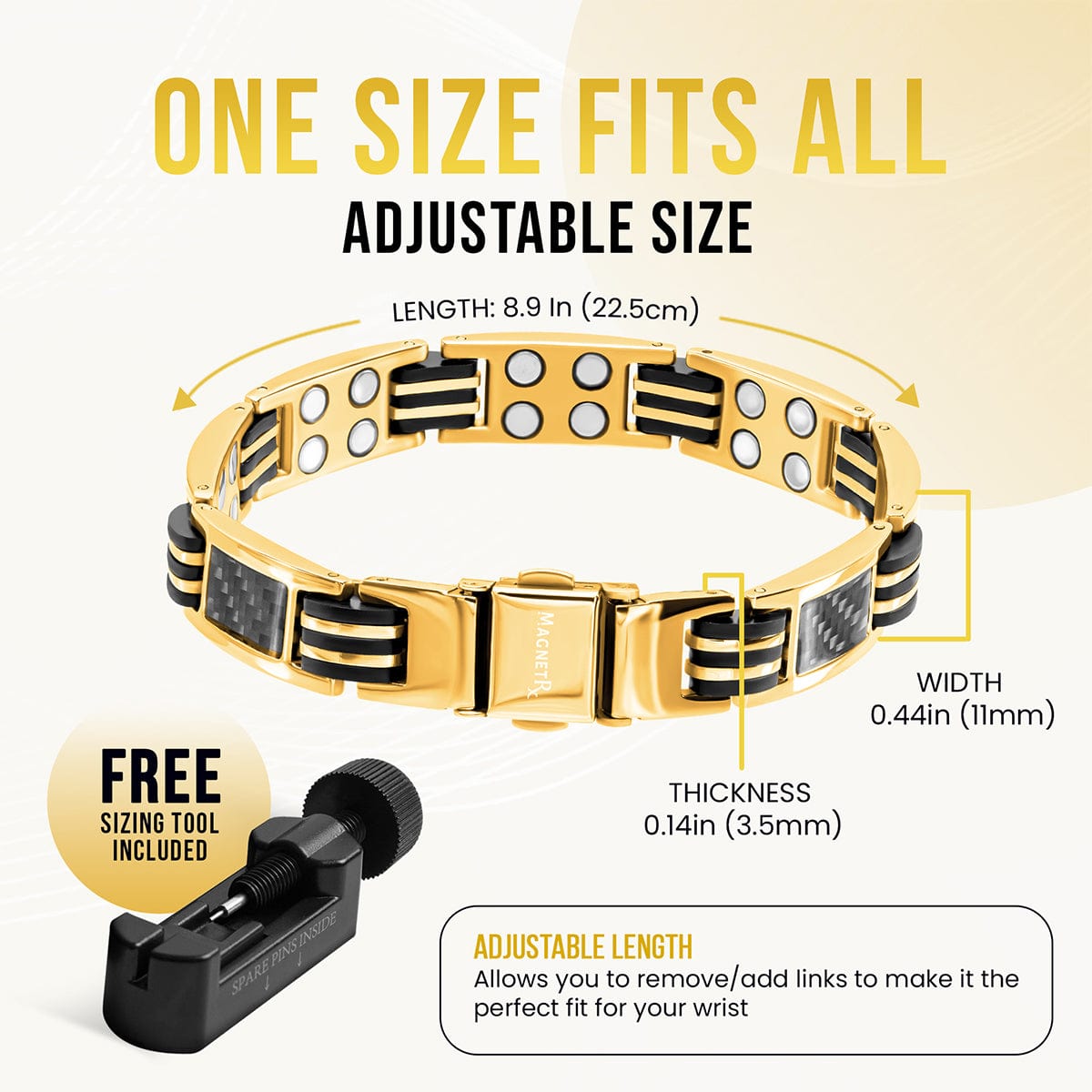 Carbon Fiber Magnetic Bracelet for Men (Gold)