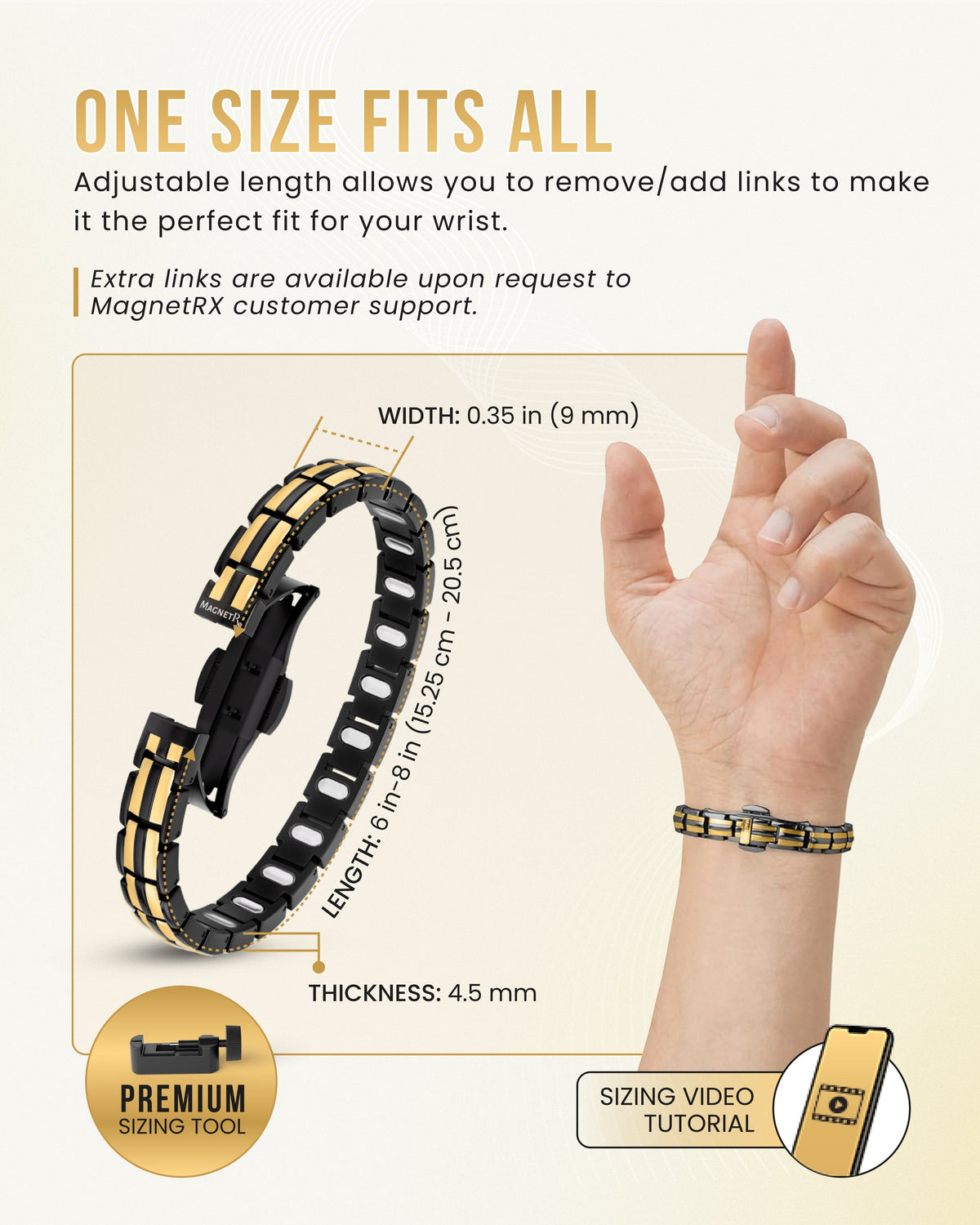 EllipseMAX Magnetic Bracelet for Women (Black & Gold)