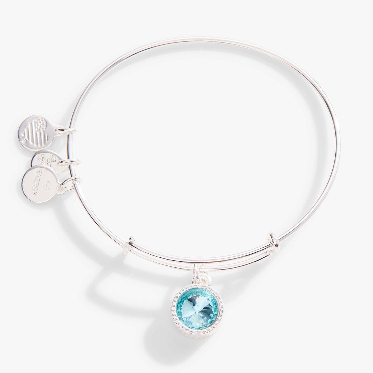 March Birthstone Charm Bangle, Aquamarine
