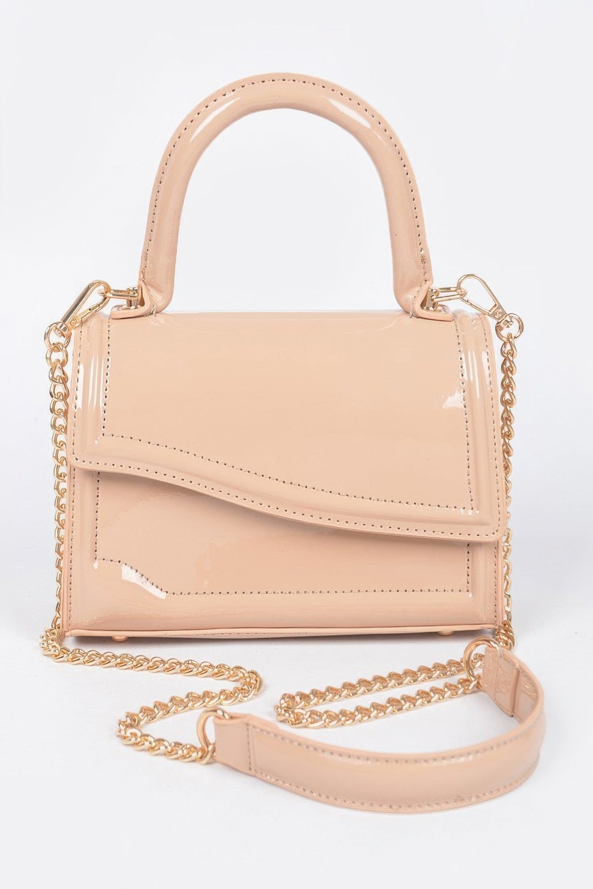 Glossed Up Mini Faux Leather Top Handle Bag