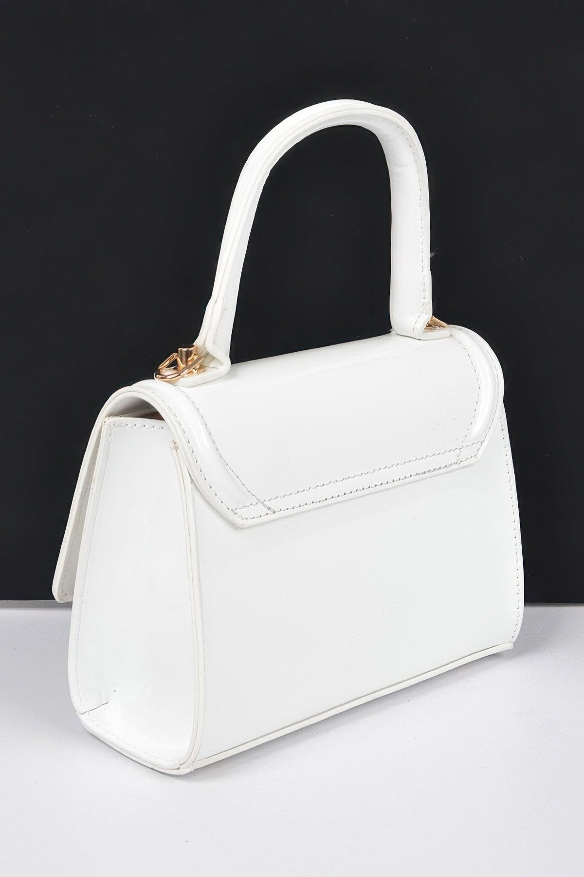 Glossed Up Mini Faux Leather Top Handle Bag