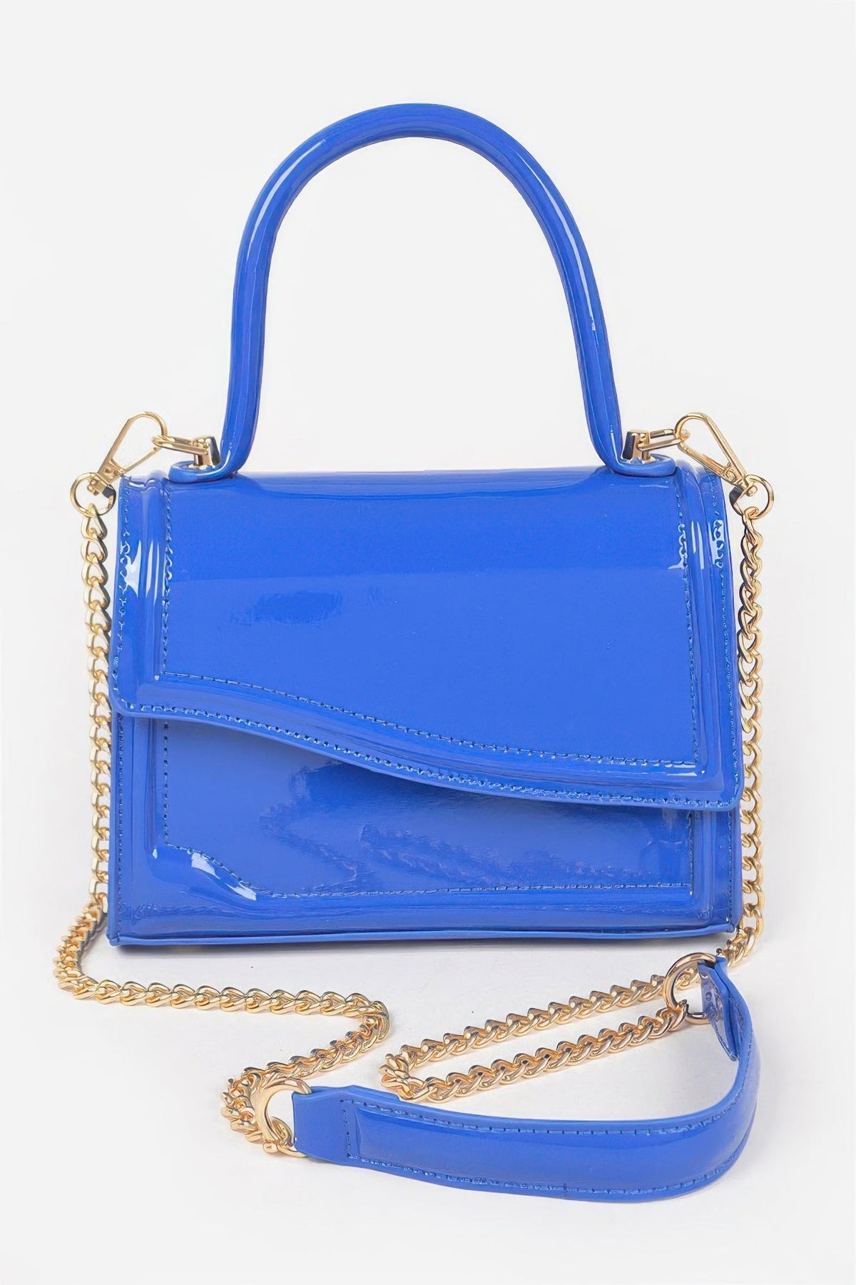 Glossed Up Mini Faux Leather Top Handle Bag