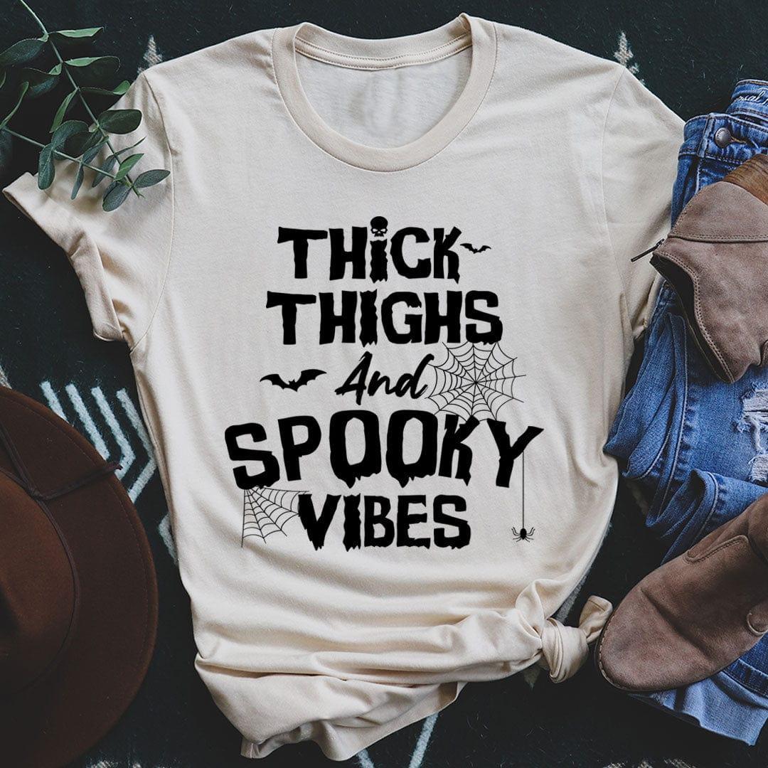 Sassy Spooky Season Casual Shirt – \"Thick Thighs and Spooky Vibes\"