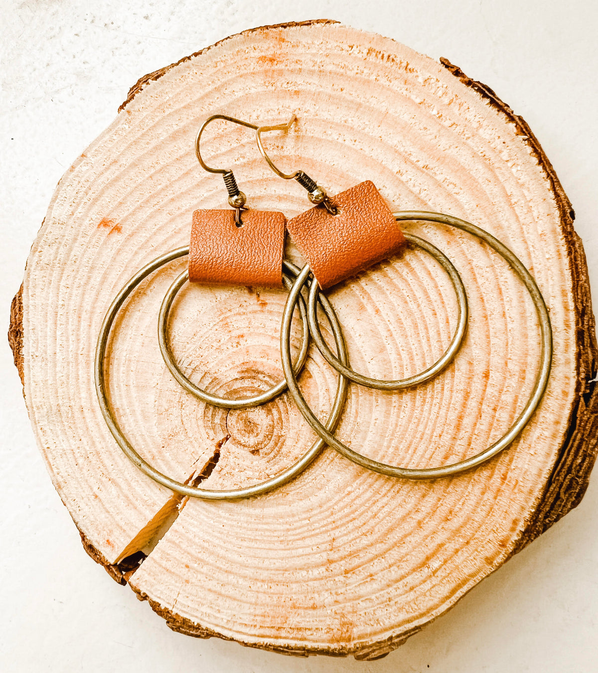 Beautiful Leather Hoop Earrings- Gold or Silver