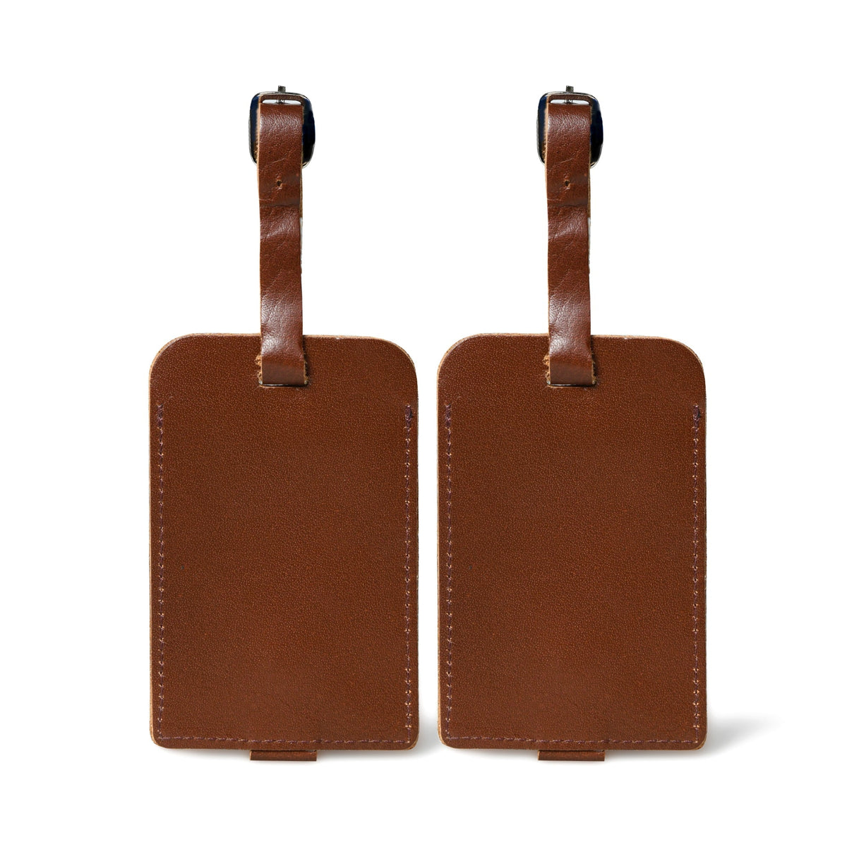 Dark Brown Leather Luggage Tags Set