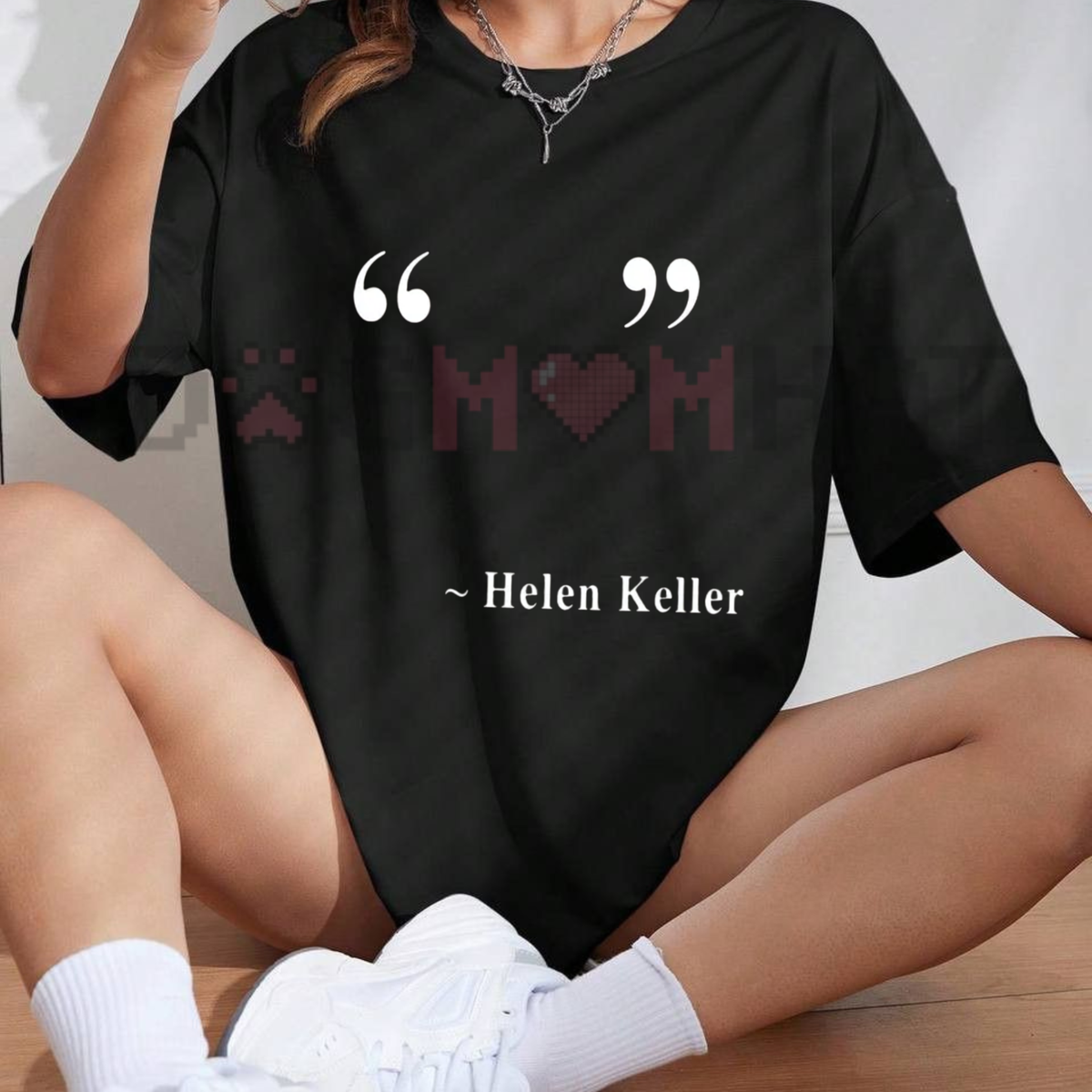 Inner Light Inspirational Quote Graphic Tee - Helen Keller Wise Words Pure Cotton Women's Shirt