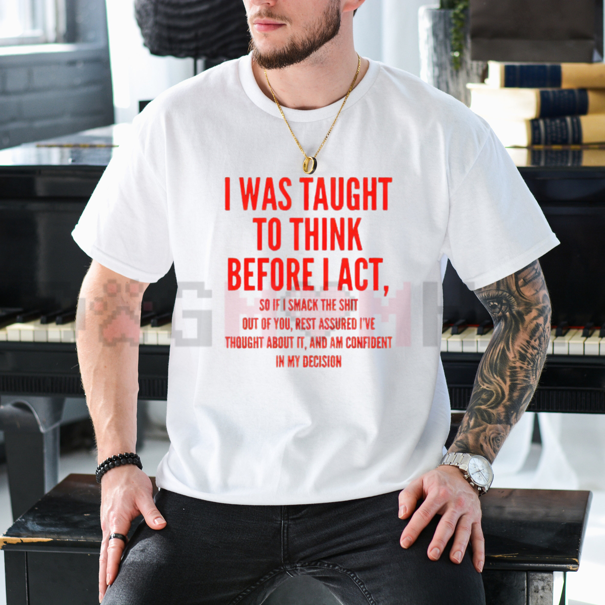Pause & Reflect Tee – Funny "Think Before I Act" Women's Casual Graphic Shirt