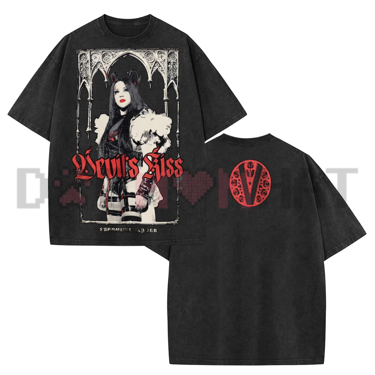 Stephanie Vaquer Devil's Kiss Medieval Gothic Arch Graphic Washed T-Shirt