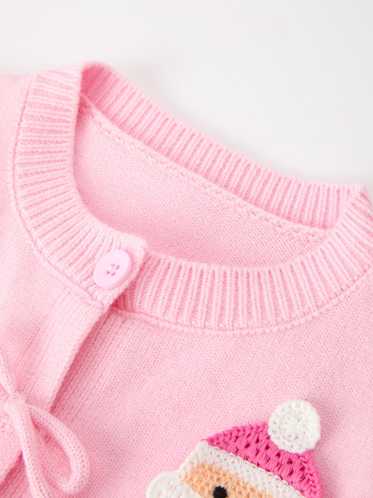 Baby Girl Christmas Pink Santa Bow Knit Cardigan Sweater