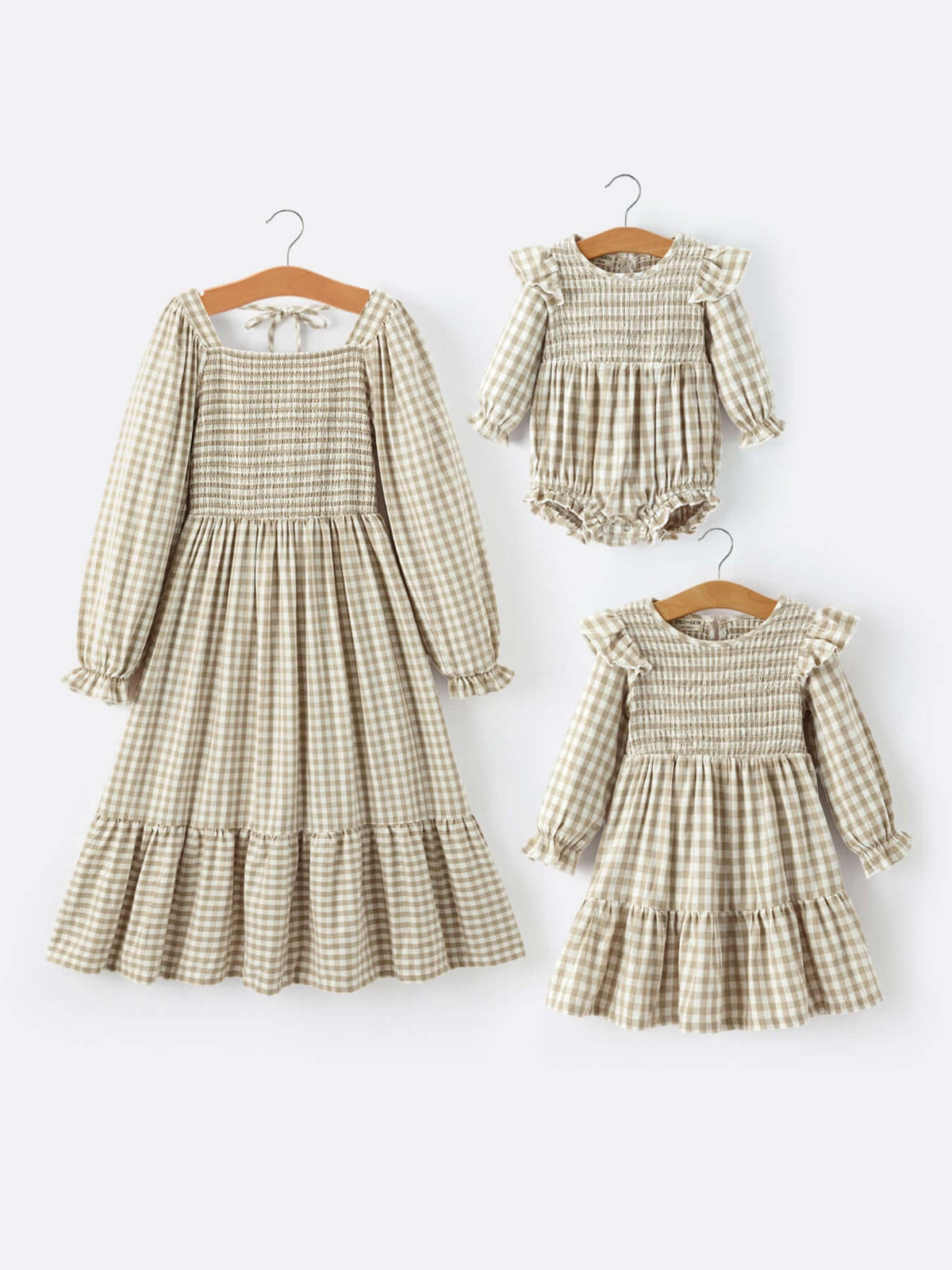 Mommy & Me Fall Plaid Dresses & Baby Bubble