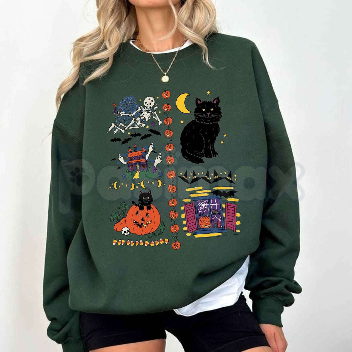 Vintage 90s Halloween Haunted House Sweatshirt | Retro Spooky Graphic Top