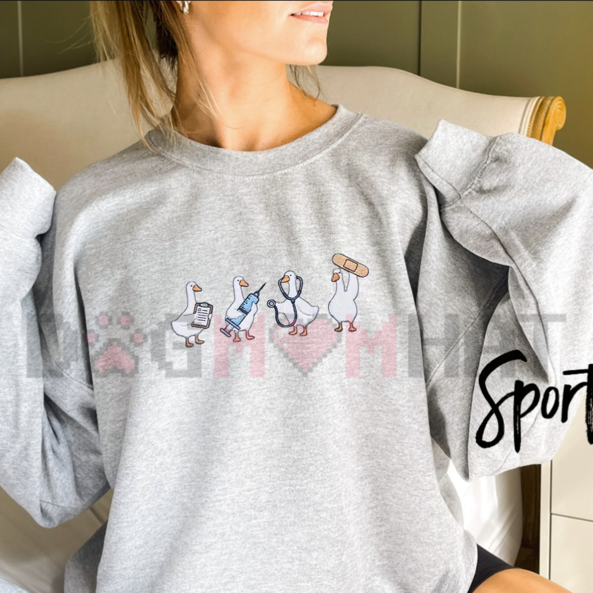 Healthcare Quacker Embroidery Pullover – Nurse Duck Cute Medical Crewneck