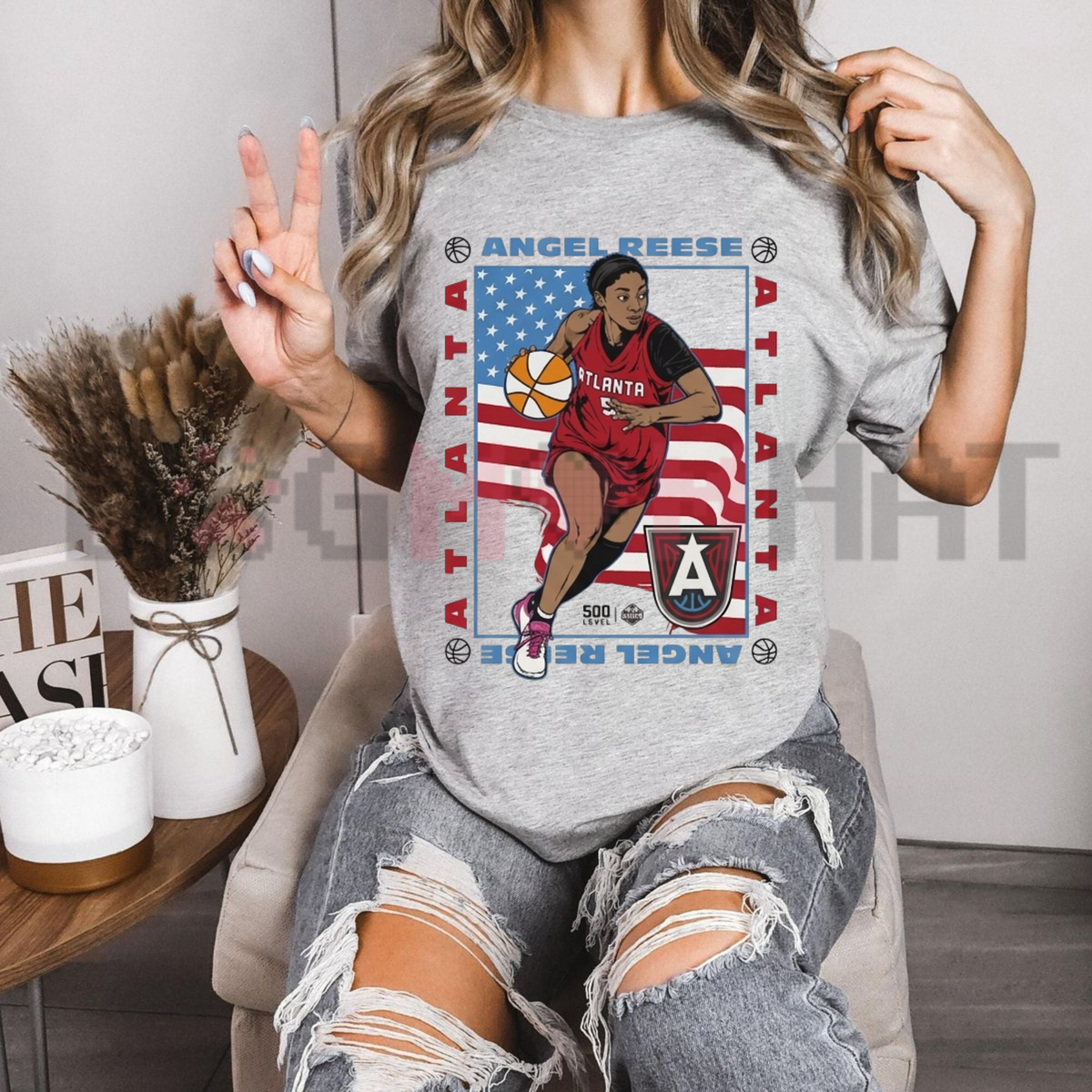 Atlanta Hoops Star American Flag Graphic T-Shirt