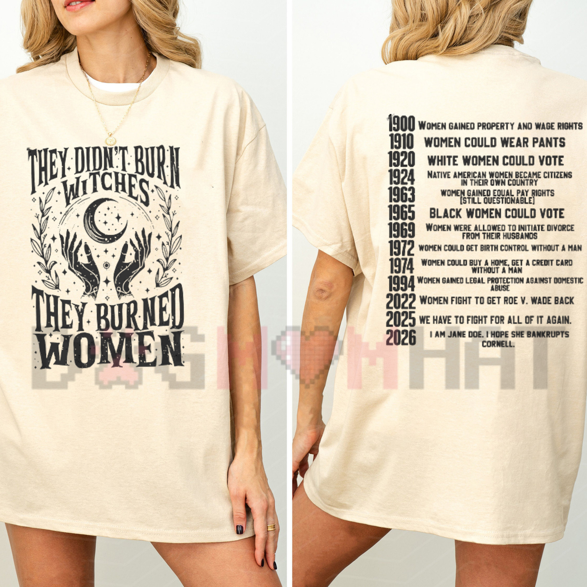 Women's Witch Themed 2026 Women's Rights Dates Graphic T-Shirt