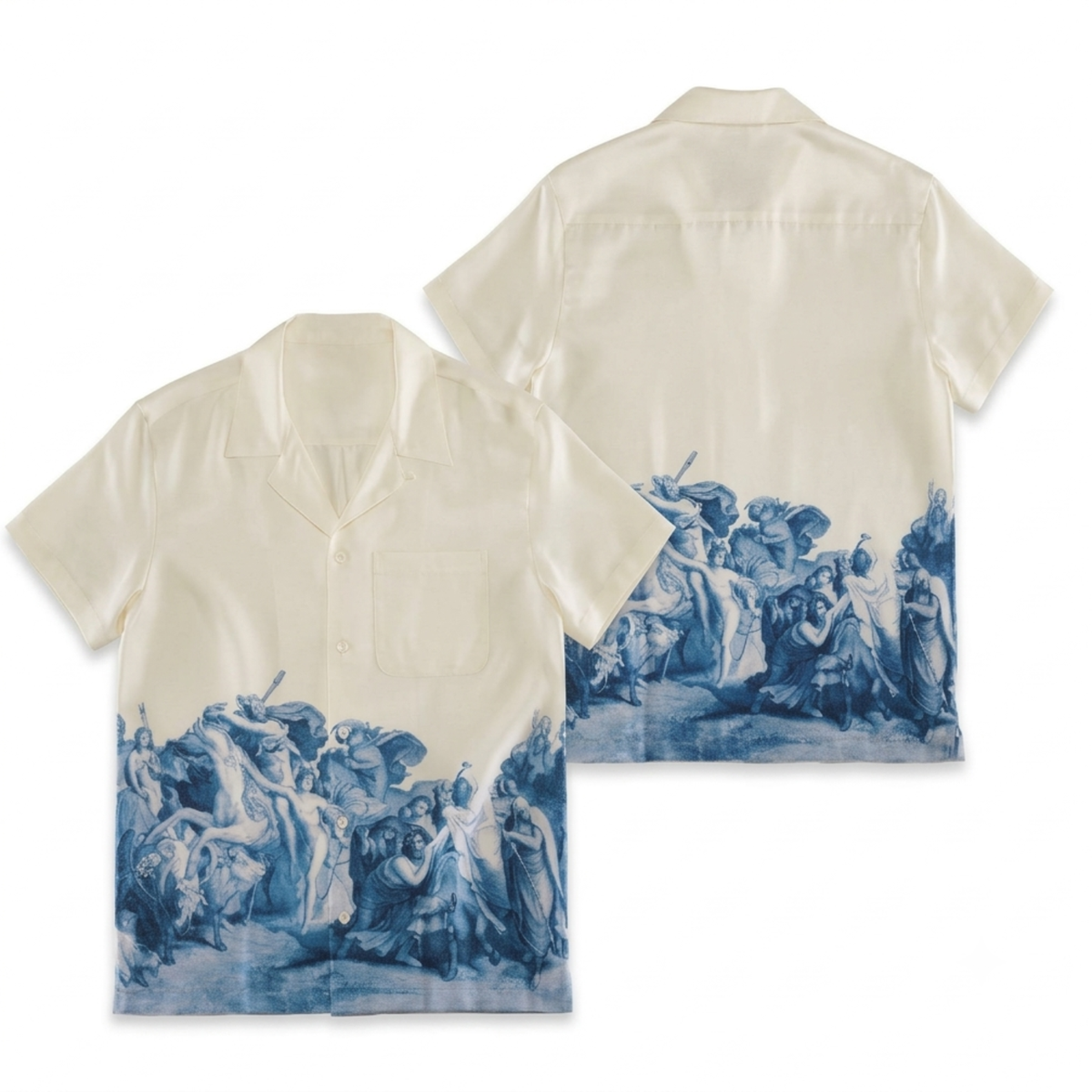Vintage Greek Mythology Oil Painting Silk Hawaiian Camp Collar Shirt