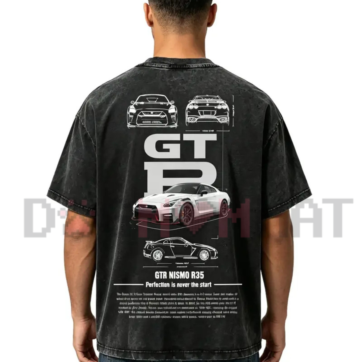 Vintage Washed GTR R35 JDM Racing Graphic Tee - Retro Y2K Soft Cotton Unisex Car Guy Streetwear T-Shirt