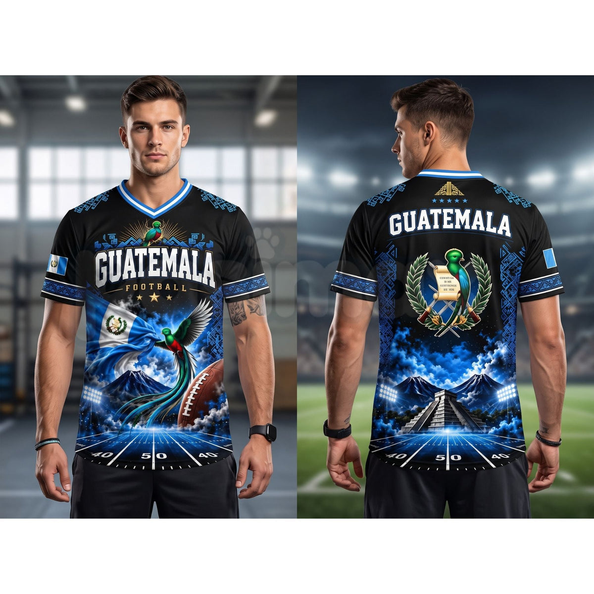 Guatemala National Team Hybrid Mesh Soccer V-Neck Shirt – Guate Pride Athletic Football Fan Tee