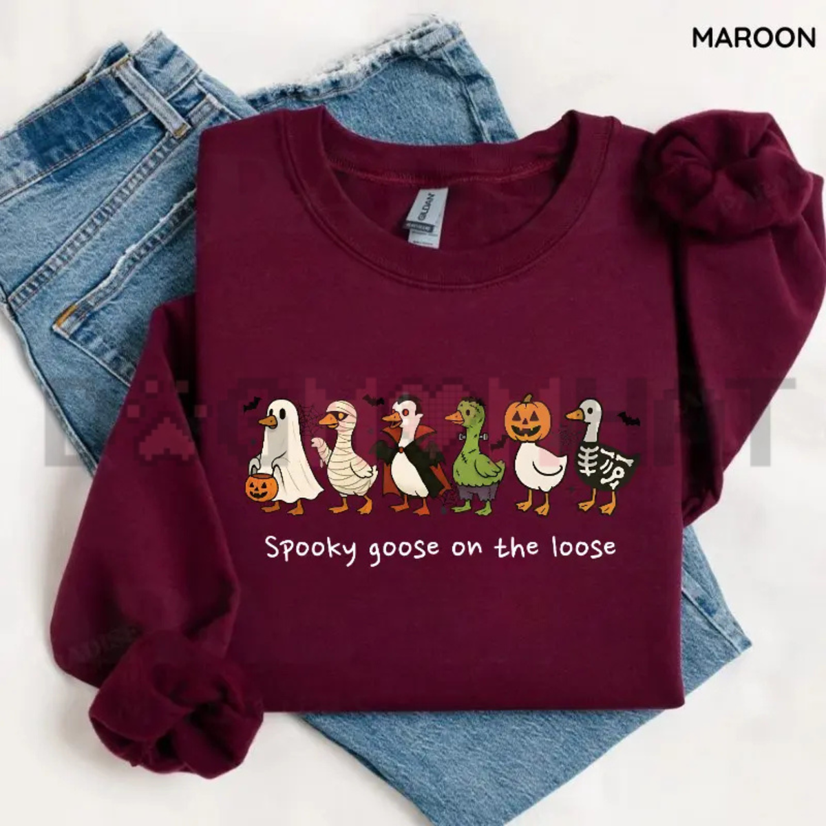 Spooky Goose on the Loose Sweatshirt - Funny Cute Halloween Fall Apparel