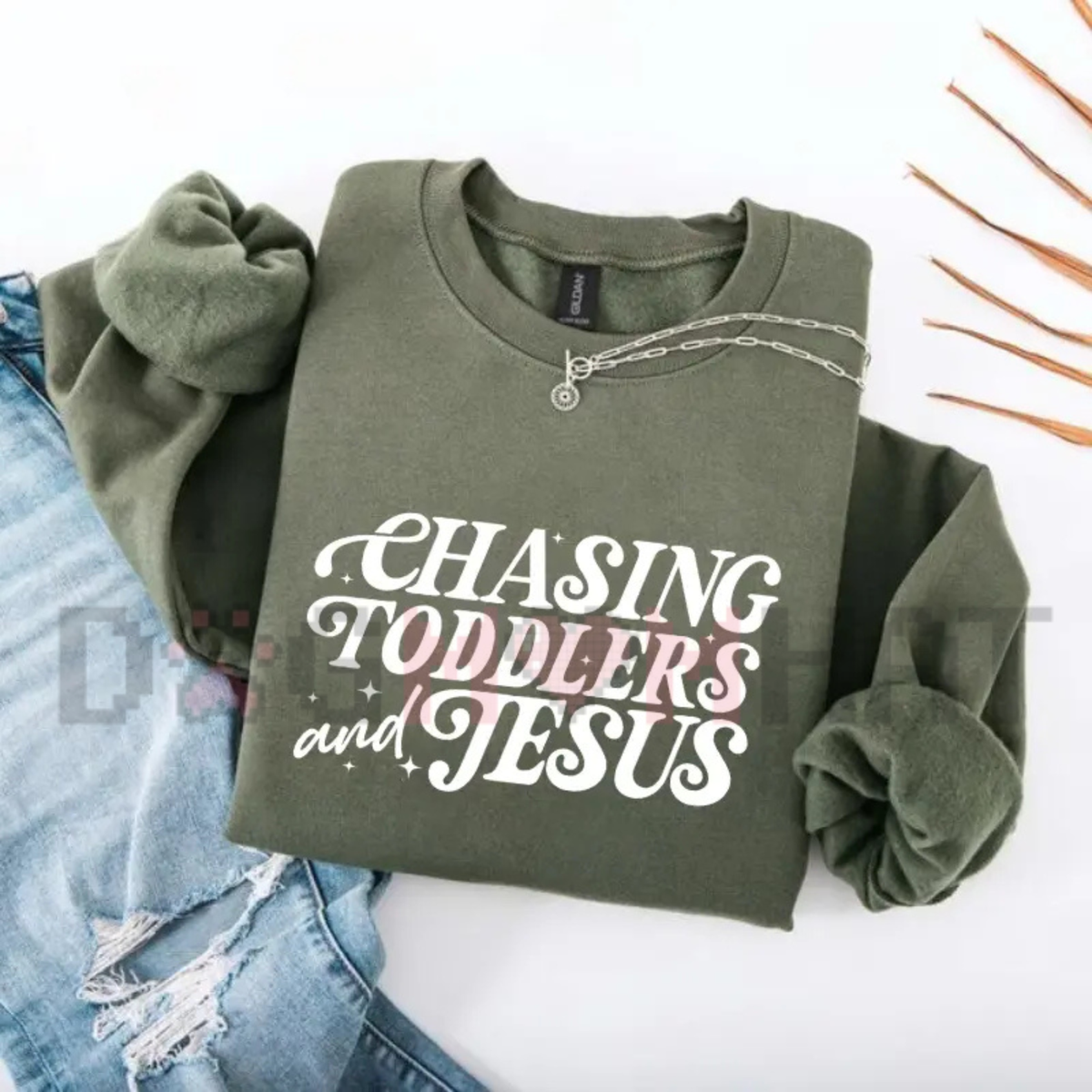Christian Mom "Chasing Jesus And Toddlers" Fleece Sweatshirt