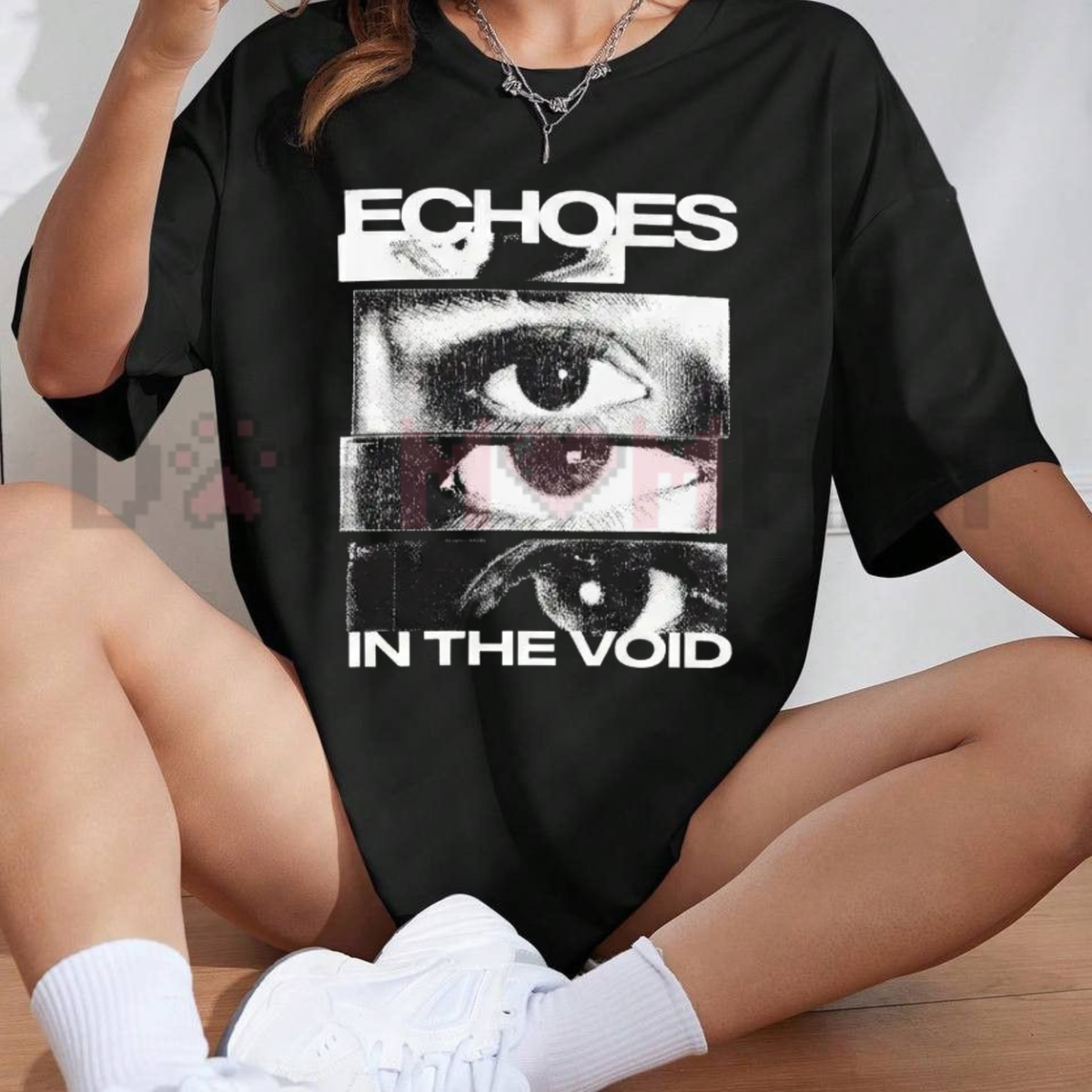 Retro Cyber Glitch Eye Streetwear Tee - Made in USA Heavyweight Cotton Oversized Shirt