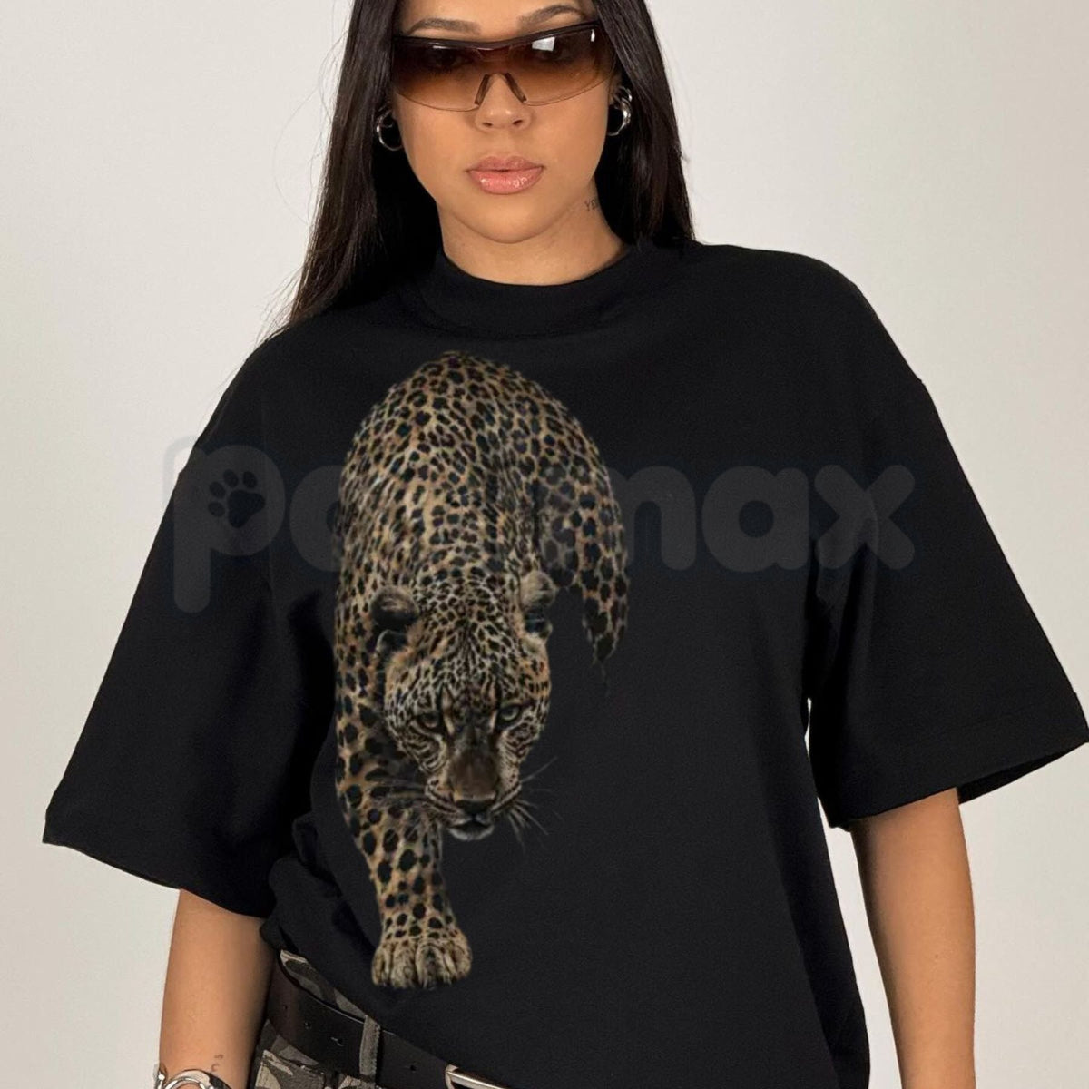Black Leopard Graphic T-Shirt – Black Unisex Animal Print Streetwear Tee