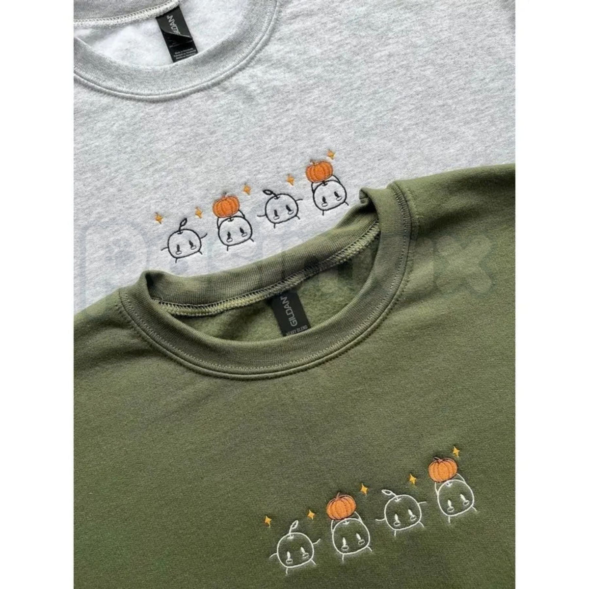 Embroidered Junimos with Pumpkins Gamer Sweatshirt – Cozy Autumn Farming Sim Crewneck